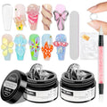 2PCS Clear 3D Sculpting Gel Non-Stick Hand Solid Builder 3D Nail Gel Art with Silicone Pen for 3D Modeling Nail Art Home Manicure DIY for Women - color: Clear&Clear