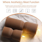 Warm Brown Ribbed Flameless Pillar Candles with Remote, Real Wax Flickering Battery LED Candles Christmas Decor Gift Set of 2 - color: Amber Brown