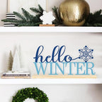 COCHIE Metal Hello Winter Sign, Snowflake Table Centerpieces Decorations for Home, Office, Shelf, Mantel, Indoor, Navy Blue Party Decor Supplies (Winter) - style: Winter