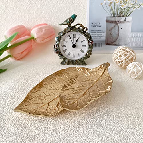 Small Leaf Shaped Trinket Dish, Decorative Gold Jewelry Dish Tray, Ring Hodler Dish Jewelry Organizer - color: 2-Tier Mango Leaf