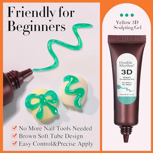 Double Rhythm 0.5 Oz 3D Nail Gel Art Sculpting No Wipe for Designs DIY Nail Art for Drawing, Molding,and Decoration (3D Sculpting Gel Green) - color: Green
