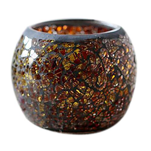 Ochine Glass Votive Candle Holder for Tealight, Romantic Stained Mosaic Tealight Candle Holders, Handmade Cracked Aromatherapy Candle Lamp for Table Centerpiece, Valentine's Day, Home Decor - color: E