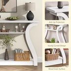 Wooden Console Table with Curved Legs and Shelf, 3-Tier Modern Accent Narrow Sofa Table for Entrance Area, Living Room, Hallway, 47 in Wide Wood Console Table for Entryway (White) - color: White
