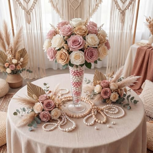 6 Pcs Trumpet Vases for Centerpieces 9'' Tall Vase Wedding Party Favors Clear Tall V Shape Plastic Vases Floral Planter Container for Home Party Centerpiece Supplies Decor