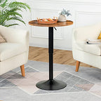 HOOBRO Bar Table, Height-Adjustable Round Pub Table 27-35.4 Inches with Sturdy Base, Modern Style, Easy to Assemble, Suitable for Small Space, Rustic and Black BF58BT01G1 - color: Rustic Brown