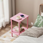 TUTOTAK End Table, Side Table, Nightstand, 2-Tier Storage Shelf, Sofa Side Table for Small Space, Living Room, Bed Room Pink TB01BP034 - color: Pink