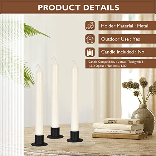 Gute Taper Candle Holder, Candle Holders for Pillar Candles, Matte Black Candlestick Holder Centerpieces for Home Decoration, Wedding Anniversary, Party, Housewarming Gifts,Set of 16,Round - color: Black-r-16pcs