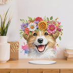 5D Tabletop Diamond Art Kit Flower Puppy, Stand Up Special Shaped Crystal Diamond Art Tabletop Kit for Adults, DIY Desktop Gem Painting Craft Desk Kit, Double Sided, Box Package (Pink) - color: Flower Puppy (Pink)