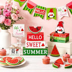 Vercraft 11 Pcs Watermelon Table Decorations Set Watermelon Tiered Tray Decor Summer Wooden Top Farmhouse Rustic Wooden Table Centerpieces for Home or Kitchen Office Decorations - style: Watermelon