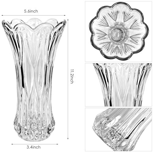 11.2 Inch Clear Glass Vase-Thickened Cylinder Flower Vase Decor for Home Dining Table Centerpieces Office Wedding Holiday Party - color: Clear-tall, size: Tall