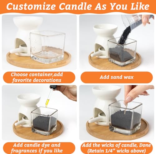 Sukh Candle Sand Wax with Wicks and Wick Tabs- 450g DIY Black Pearled Candle Wax, Refillable Pearled Sand Candles with Wicks, for Making Candles for Halloween, Party - color: Black