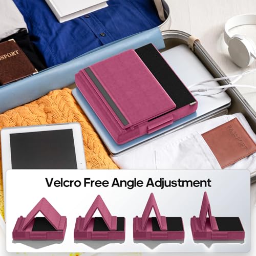 KDD Tablet Pillow Stand, Multi-Angle Viewing Ipad Holder for Lap, Bed and Desk, Foldable Soft Pad Dock with Stylus Mount Compatible with Ipad Pro 12.9, 10.5, 11, Air, Mini, Phones, Books, E-Reader - color: Purple