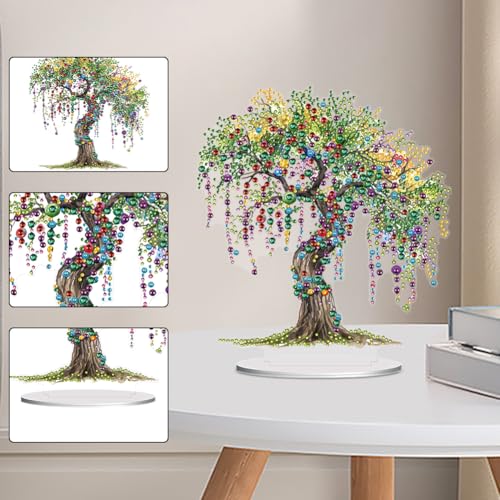 5D Tabletop Diamond Art Kit for Adults, DIY Diamond Painting Kit Stand Up Special Shaped Crystal Desktop Ornament, Box Package - Tree of Life - color: Tree of Life