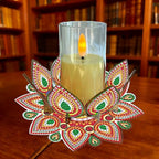 DIY Diamond Art Painting Candlestick Holders 5.71in Mandala Flower Shape Desk Candle Tray Tabletop Ornaments for Wedding Ramadan Party Home Table Centerpiece-Mandala10 - color: Mandala10