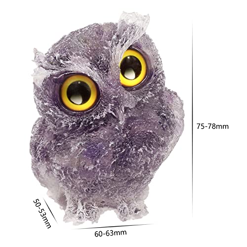 mookaitedecor Amethyst Owl Statue Sculpture Stone, Carved Animals Night Owl Figurine Crystal Ornament for Desktop Office Home Decor, 3 Inch - color: Purple, size: 3 inch