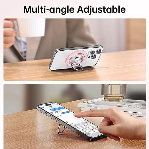 SYNCWIRE Magnetic Phone Ring Holder for MagSafe, 360° Rotation Cell Phone Grip Stand Finger Ring Kickstand Two-Sided Magnet Compatible with iPhone 17 Pro Max 16 15 14 13 12 MagSafe Accessories - color: Single Ring-1PCS-Light Pink