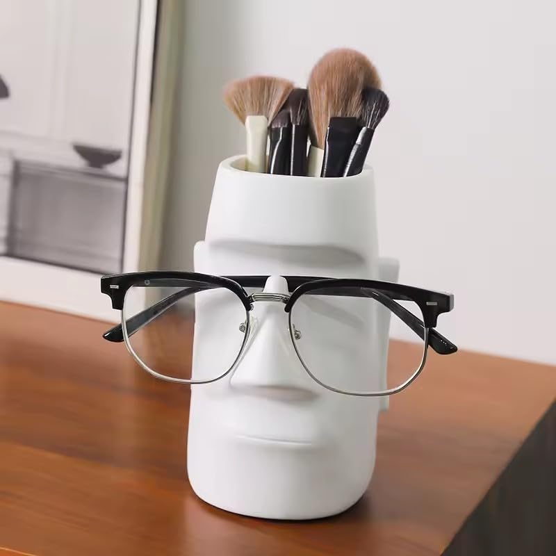 Multi-Functional Pen Holder, Statue Eyeglass Storage Box, Desk Organizer, Home/Office Decor With Pen Storage (White,12.8x8x7.6cm) - color: White,12.8x8x7.6cm