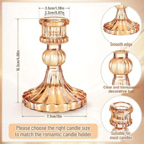 Maxcheck Set of 6 Candlestick Holders Taper Glass Candle Holder Decorative Candle Stand for Wedding Christmas Party Table Centerpiece Anniversary Festival Home Decor(Amber) - color: Amber