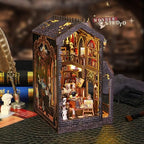 DIY Book Nook Kit - Miniature Dolls House Kit with Furniture and LED Light, 3D Puzzle Wooden Art Bookends, Model Kits for Adults to Build (Wonderful Studio)