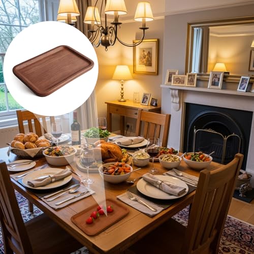 7.8in Small Wood Tray, Rectangular Small Trays Decorative, Wooden Tray for New Year Table Trays Decor, Kitchen, Home Decoration