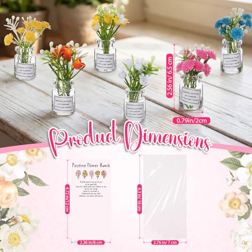 Xuhal 20 Sets Mothers Gift Set for Women Positive Mini Bud Vase with Flowers Positive Cards Motivational Office Desk Decor Gift for Mother Women Teacher Volunteer Employee Nurse Wedding