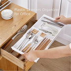 Plastic Drawers Organizer for Office Bathroom Bedroom Kitchen Desk - 1 Layers More White Storage Tray - Expandable 11.4-18.1 Inches (SHALLOW 1") - size: SHALLOW 1"