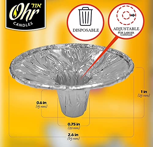 OHR Extra Heavy Disposable Aluminium Foil Candle Holder, Drip Cup Bobeches - 50 Pack