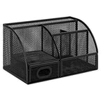 Amazon Basics Pen Holder and Desk Organizer, Office Supplies Storage Caddy, 9.1" x 5.9" x 5.5", Black - style: Pen Holder Organizer