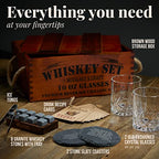 Mixology & Craft Premium Whiskey Set | Two 10oz Cystal Old-Fashioned Glasses, 8 Granite Chilling Stones, Metal Tongs, Recipe Cards in Rustic Wooden Crate Gift Set | Jameson Whiskey - size: Light Crate