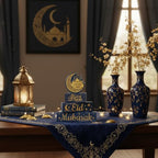 Smile 4Pc Ramadan Wooden Decorations Eid Mubarak, Ramadan Islamic Tiered Tray Muslim Party Tabletop Home Decor - style: Eid
