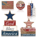 Vercraft 11 Pcs 4th of July Decorations Patriotic Memorial Day Tiered Tray Decor Set Blue Red White Table Centerpieces Sign for Independence Day Office Tiered Tray Home Shelf 250th Anniversary - style: Patriotic