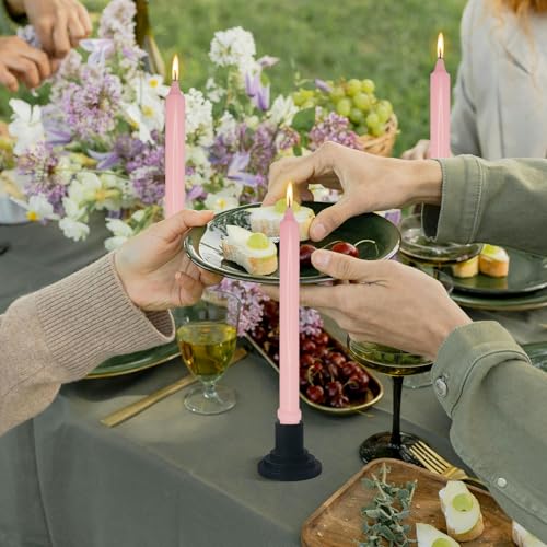 NJAO HOO Pink Candlesticks 10 Inch Handmade Dripless Taper Candles Unscented Colored Candle Set, Pack of 4 - Up to 9-11 Hours Burn - color: Pink, size: 10 In