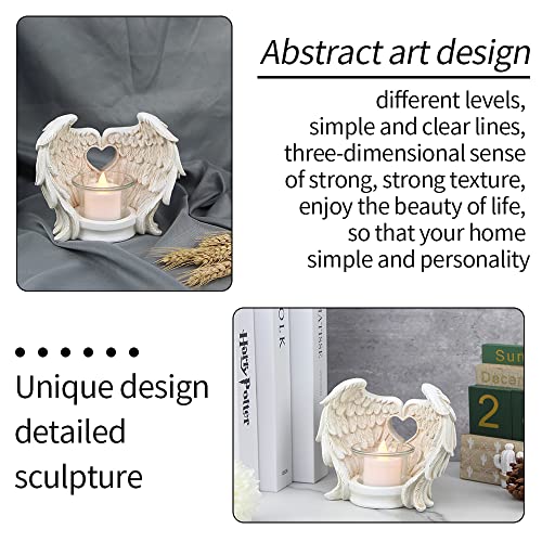 Norrclp Angel Wings Tealight Candle Holders, Prayer Candle Holder Memorial Gifts Angel Wings Home Decor (LED Tea Light and Cup Included) FD08859417