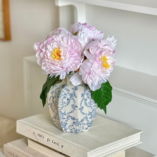 Vintage Blue Ceramic Vase, Small Blue and White Porcelain Decorative Flower Vase for Centerpiece Living Room Table Shelf, Chinoiserie French Country Decor - color: Blue&white, size: Small