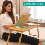 Lap Desk COIWAI Bed Table Desk Tray Desk for Bed for Laptop Writing Eating Laptop Desk with Tablet Slot, Adjustable Height Angle, Foldable Tray for Sofa Couch Floor, with Storage Drawer - Large - size: 28.8" *13.4" Height&Angle adjust