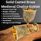 ALADEAN Vintage Chalice Medieval Goblet | 1x Solid Brass 6" Royal Wine Glass Cups 7oz - Renaissance Gifts Wedding Anniversary Novelty Ceremonial Drinkware Pack of 1pc (Roman Chalice) - style: Roman Chalice
