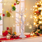 NUPTIO Hanging TeaLight Candle Holder: 24Pcs 2.36in Tree Tea Light Holders with LED Candles Small Glass Globes Ornament Clear Round Mini Terrarium Containers for Wedding Party Tree Decoration - size: 2.36 inches