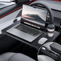 YONZEE 2-in-1 Car Steering Wheel Desk Tray & Car Seat Gap Filler Organizer – Foldable Carbon Fiber Look Table for Laptop, Eating Food, Writing – for Standard Round Steering Wheels - color: Black