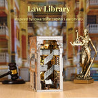 MiniCity DIY Book Nook Kit, Miniature Dollhouse Booknook Kit, 3D Wooden Puzzle Bookend Bookshelf Insert Decor with LED Light for Teens and Adults (Law Library) - style: Law Library