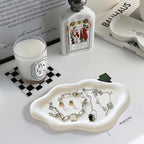 Ceramic Jewelry Dish for Women, Jewelry Tray Trinket Dish, Irregular Cloud Shape Ceramic Plate, Watch Keys Tray Ring Dish Holder for Mother's Day/Christmas/Thanksgiving/Birthday Gift(White) - color: White