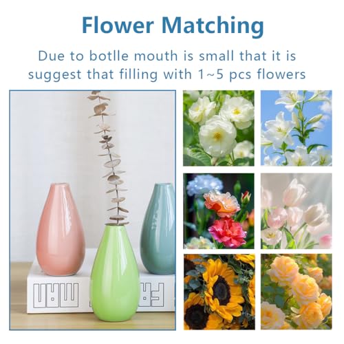 4.1 Inch Ceramic Small Bud Vase Mini Single Stem Flower Vase Decorative Floral Holder for Home Office Table Decor Desktop Centerpiece - color: Green