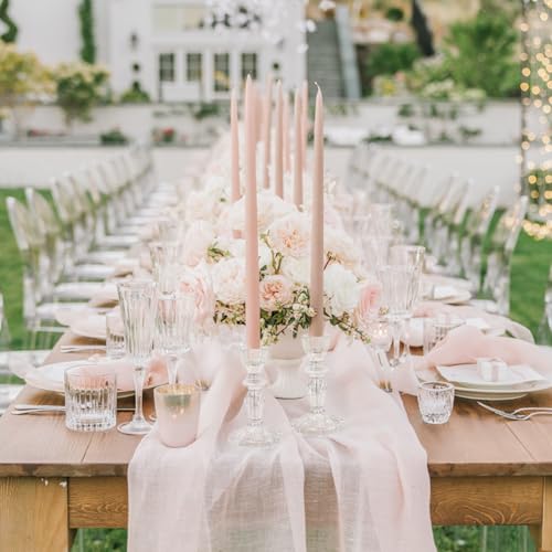 4.33" Tall Glass Candlestick Set of 6 Clear Crystal Candle Holders for Glass Taper Holder Decor for Wedding Birthday Party Christmas