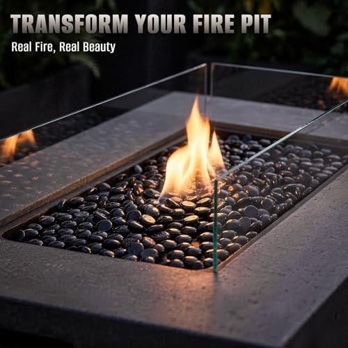 Mr. Fireglass 10 Pound Fire Glass Beads, 1/2" Reflective Round Fire Glass Drops for Fireplace Fire Pit & Lanscaping, High Luster Onyx Black - color: Onyx Black, size: 1/2 inch, 10 Pounds