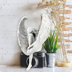 Creative White Resin Redemption Angel Statue,Tabletop Ornament, Hand-Carved Angel Sculpture Used for Garden Home Decoration
