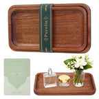 Solid African Ebony Wood Tray Set, 2-Pc Handmade, 9"x5.1" & 8.5"x4.5", for Bathroom Counter Organization, Vanity Tray, and Charcuterie Board, to Neatly Hold Candles, Perfume, and Jewelry