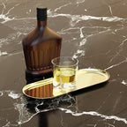 2 Pack Golden Bathroom Sink Vanity Decorative Tray, 12in Oval Trinket Storage for Dresser Counter, Stainless Steel Decor Jewelry Dish Tray, Perfume Candle Key Valet Organizer