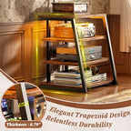 Armocity 4-Tier AV Media Stand with Power Strips, Stereo Stand with LED Lights, Audio Tower Rack with Adjustable Shelves, Small Entertainment Center, 30'', Rustic Brown - color: Rustic Brown, size: 30" (H)