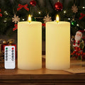 Homemory White 3x6 Inch Flameless Candles Battery Operated with Remote Timer, Real Wax LED Pillar Candle for Home Fireplace Bedroom Living Room Party, Set of 2 - color: D3"xH6"6"-White