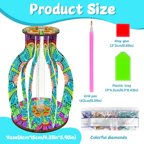 ILYUFO Diamond Art Kits for Adults, DIY Vase Diamond Art, Diamond Painting Kit, Ideal Desktop Ornaments & Thoughtful Female Gifts (Psychedelic) - color: Psychedelic