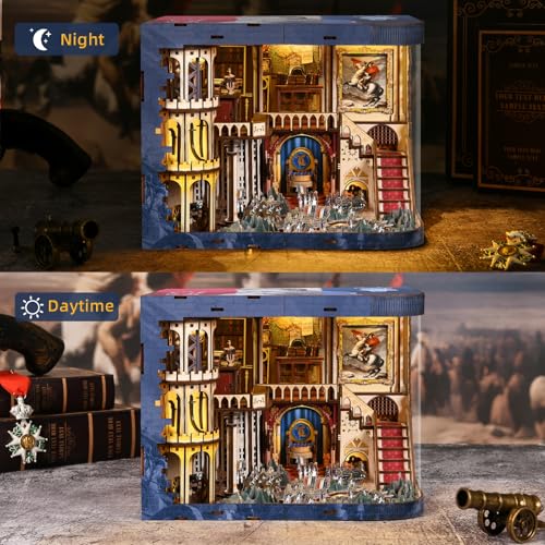 CCCDF Book Nook Kit, DIY Miniature Dollhouse Booknook Kit for Adults and Teens, 3D Wooden Puzzle Booknook Tiny House Bookshelf Decor, Gifts for Family Friens (Napoleon) - style: Napoleon